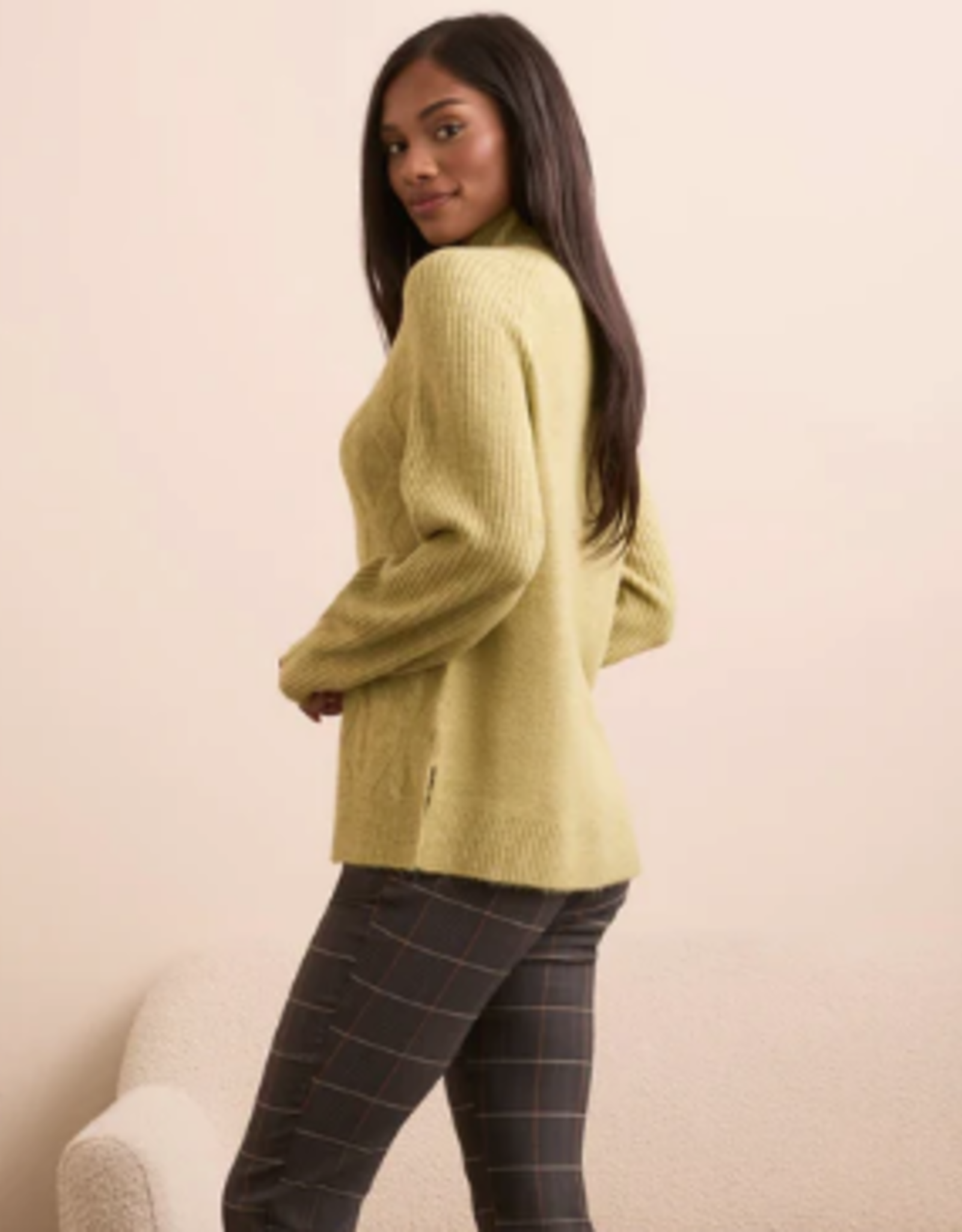 Tribal Tribal  Leek L/S Mock Neck Sweater CC