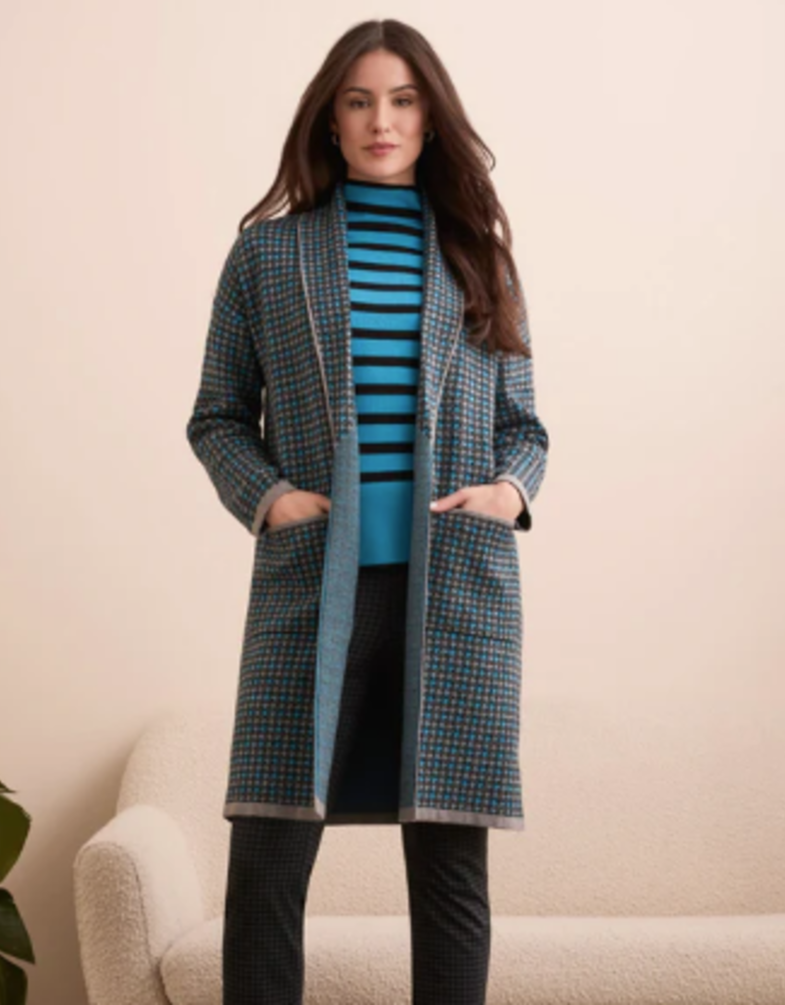 Tribal Tribal Charcoal L/S Coatigan W/Pockets HS