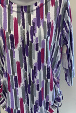 L.Hamrick L. Hamrick Purple Plum Grey 3/4 Sleeve Stripe Pint Top BK