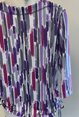 L.Hamrick L. Hamrick Purple Plum Grey 3/4 Sleeve Stripe Pint Top BK