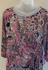 L.Hamrick L. Hamrick Petite  Brandywine Black 3/4 Sleeve Print Top BK