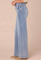 Democracy Democracy Petite Light Blue "AB" Solution Skyrise Round Up Double Side Seam Wide Leg