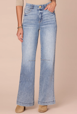 Democracy Democracy Petite Light Blue "AB" Solution Skyrise Round Up Double Side Seam Wide Leg