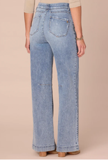 Democracy Democracy Petite Light Blue "AB" Solution Skyrise Round Up Double Side Seam Wide Leg