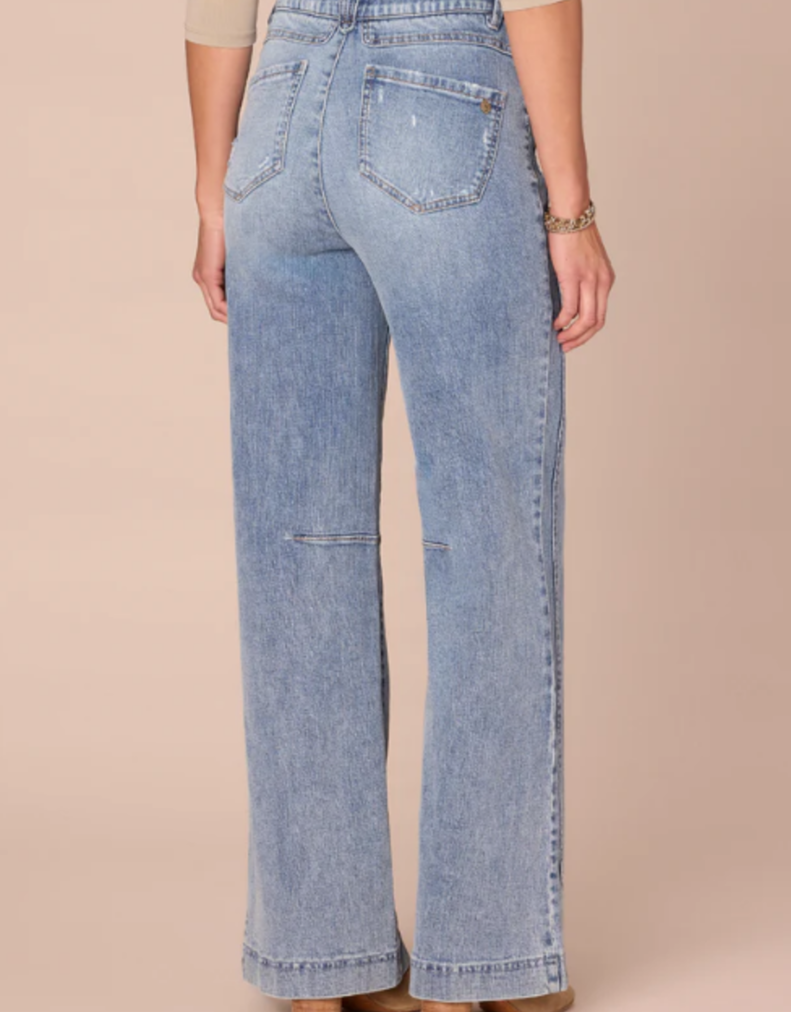 Democracy Democracy Petite Light Blue "AB" Solution Skyrise Round Up Double Side Seam Wide Leg