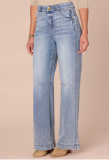 Democracy Democracy Petite Light Blue "AB" Solution Skyrise Round Up Double Side Seam Wide Leg