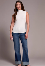 Tribal Tribal Cream Textured Sleeveless Mock Neck Top AC