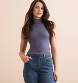 Tribal Tribal Marine Textured Sleeveless Mock Neck Top AC Tribal Tribal Marine Textured Sleeveless Mock Neck Top AC