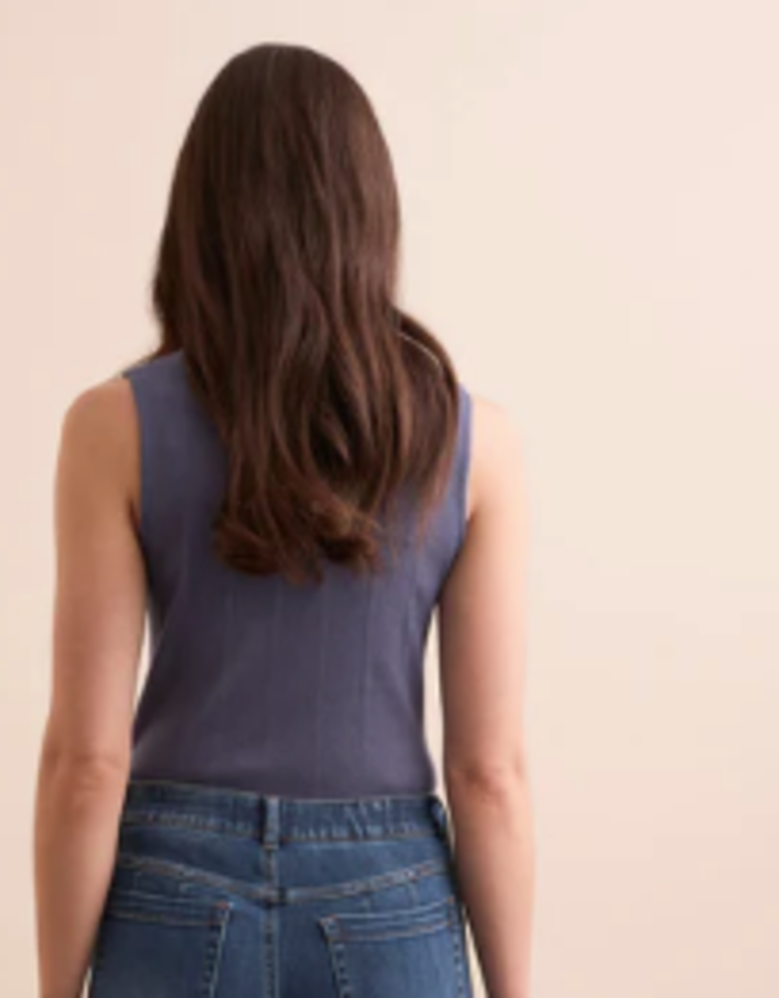 Tribal Tribal Marine Textured Sleeveless Mock Neck Top AC