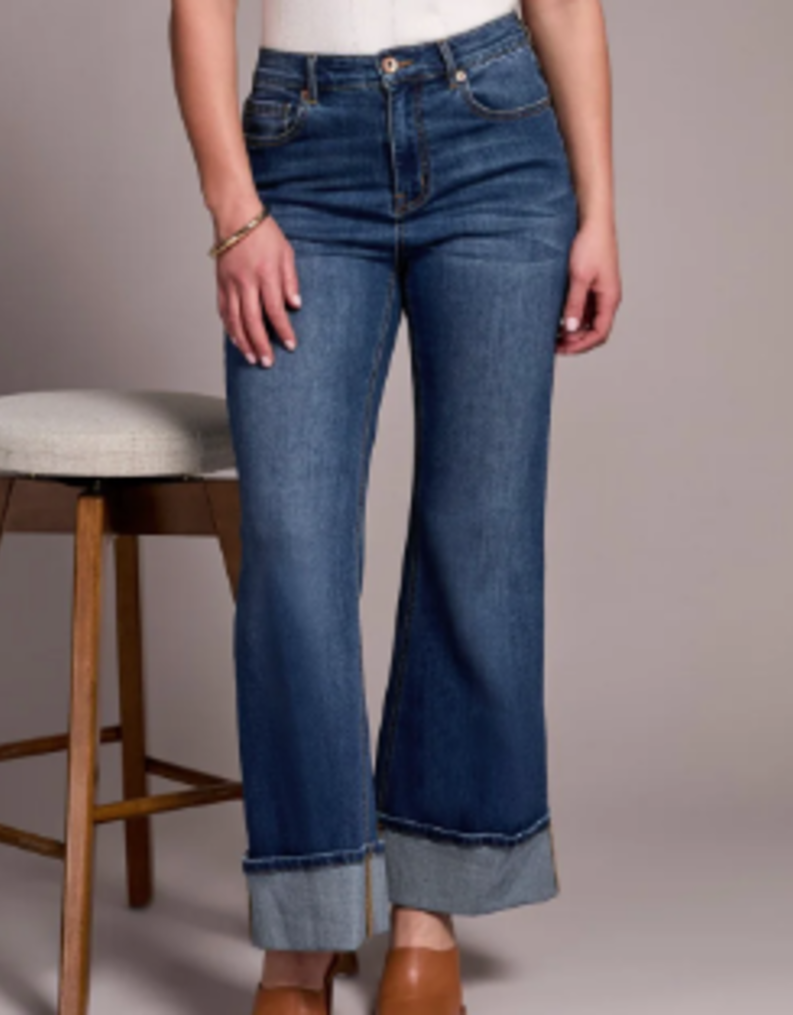 Tribal Tribal Antiqueblue Brooke Palazzo Jeans W/Cuffs CC