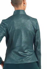 Clara Sun Woo Clara Sun Woo Jk161 Hunter Green Classic Liquid "Leather" Knit Jacket W/Hem Zip Details RB