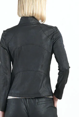 Clara Sun Woo Clara Sun Woo Black Classic Liquid "Leather" Knit Jacket W/Hem Zip Details RB