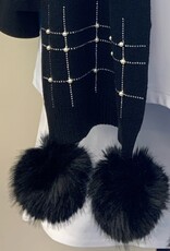 Joseph Ribkoff Joseph Ribkoff Black Knitted Faux Fur Pompom Scarf
