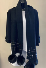 Joseph Ribkoff Joseph Ribkoff Black Knitted Faux Fur Pompom Scarf