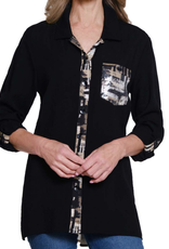 Multiples Multiples Multi Roll Tab L/S 3-Pkt Button Front Hi-Lo Shirt AS