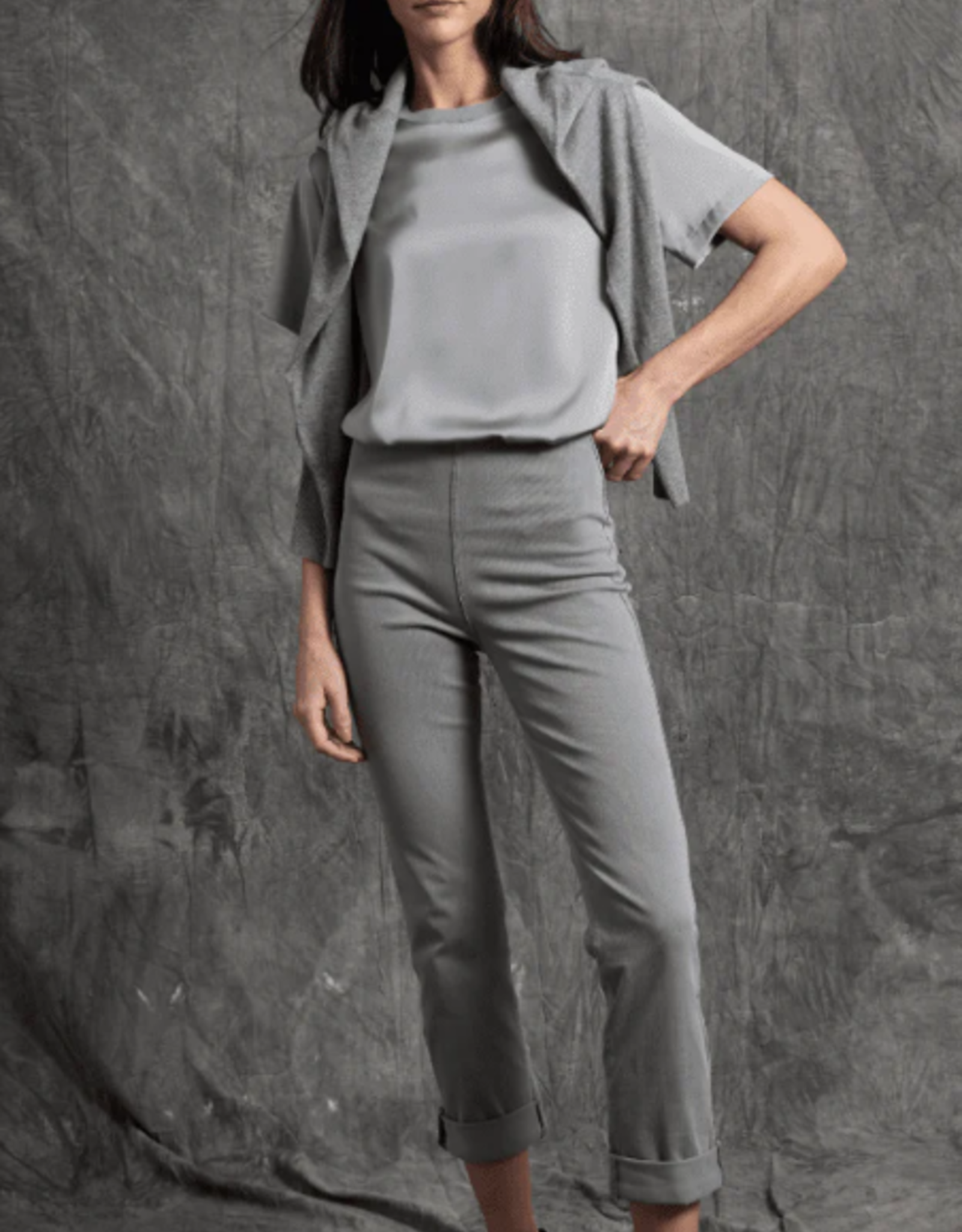 Lysse Lysse Antique Wash Dark Grey Pull-On Boyfriend Denim Pant