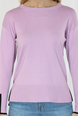 Metric Knits Metric Lilac/Black Crewneck L/S High-low PO W/Contrast Color Sides AS