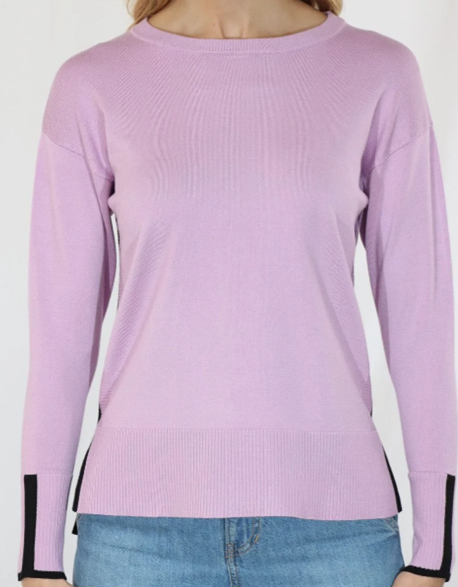 Metric Knits Metric Lilac/Black Crewneck L/S High-low PO W/Contrast Color Sides AS
