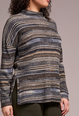 Tribal Tribal Marine L/S Mock Neck Top W/Side Slits