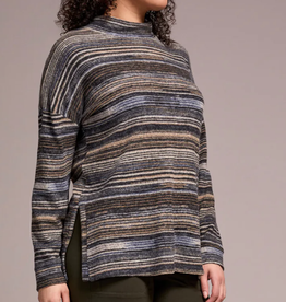 Tribal Tribal Marine L/S Mock Neck Top W/Side Slits