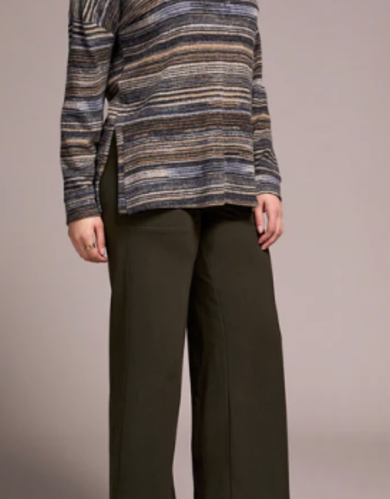 Tribal Tribal Marine L/S Mock Neck Top W/Side Slits