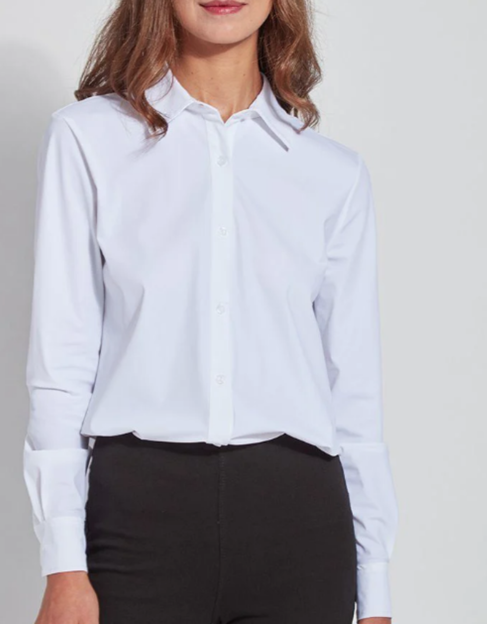 Lysse Lysse Connie White L/S Slim Button Front Bouse