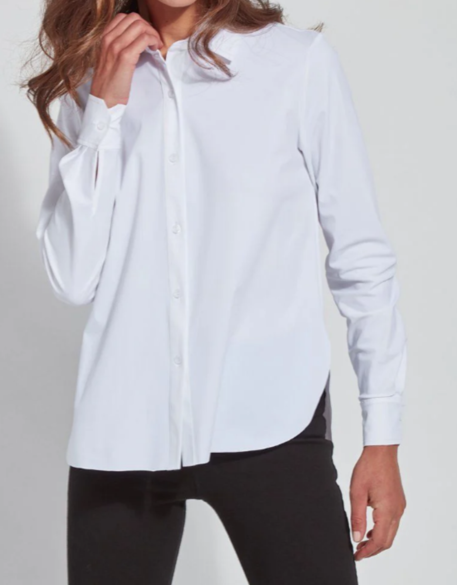 Lysse Lysse Connie White L/S Slim Button Front Bouse