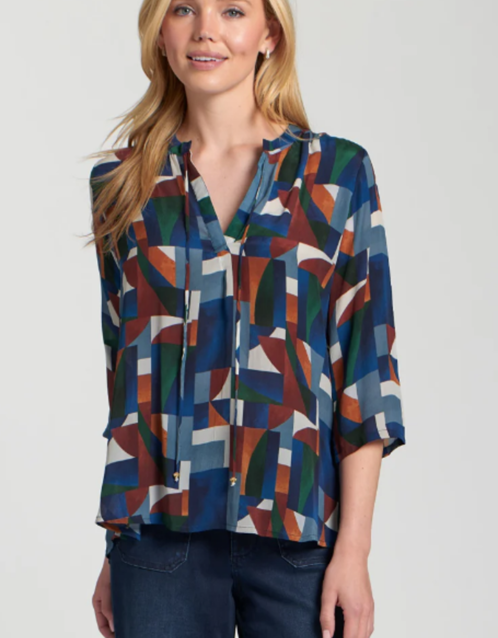 APNY APNY Navy Multi V Neck W/Tassel AS