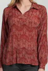 APNY APNY Terracotta Half-Placket Pullover Blouse CL