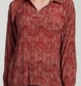 APNY APNY Terracotta Half-Placket Pullover Blouse CL