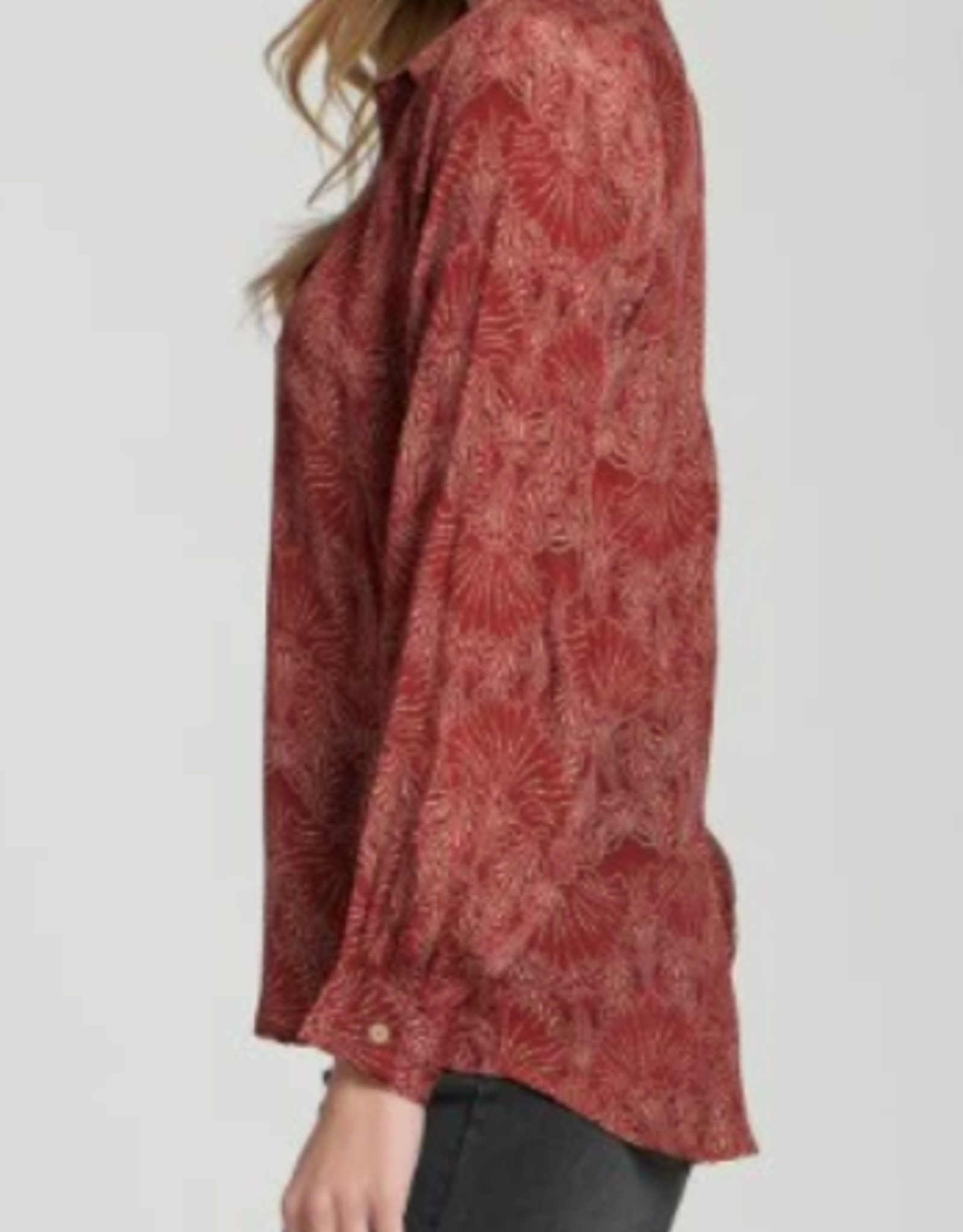 APNY APNY Terracotta Half-Placket Pullover Blouse CL