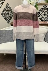 Hem & Thread Hem & Thread Textured Yarn Color Block Crew Neck Sweater LH