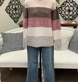 Hem & Thread Hem & Thread Textured Yarn Color Block Crew Neck Sweater LH