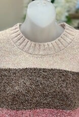 Hem & Thread Hem & Thread Textured Yarn Color Block Crew Neck Sweater LH