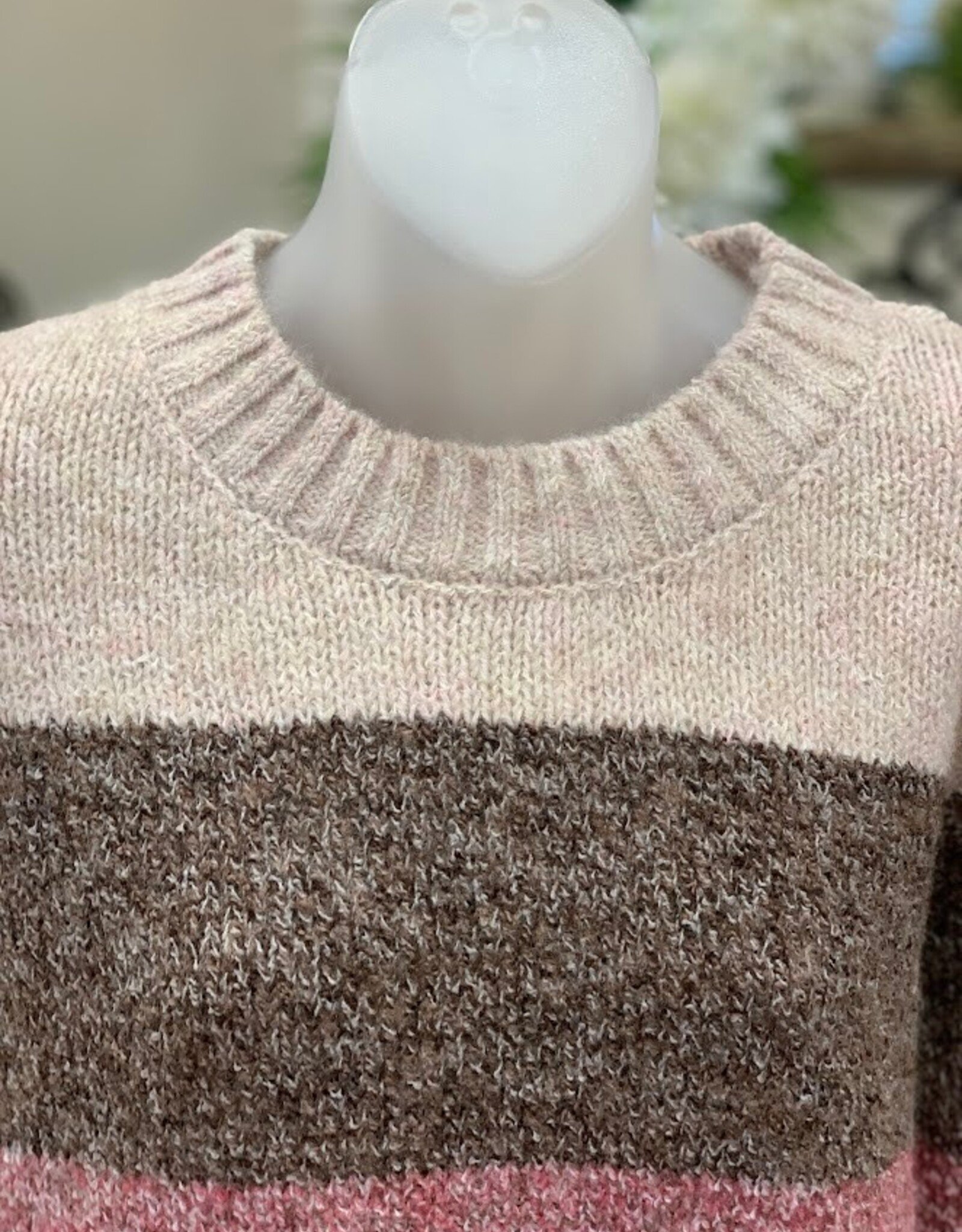 Hem & Thread Hem & Thread Textured Yarn Color Block Crew Neck Sweater LH