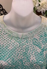 Democracy Democracy Grey Blue Multi 3/4 Dolman slv Round Neck Banded Bottom Sweater LO