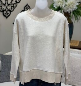 Escape Escape Ivory Heather Fleece Unwind Pullover CB