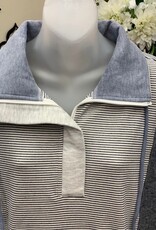 Hem & Thread Hem & Thread Stripe Mixed Blushed Half Zip Pullover Top