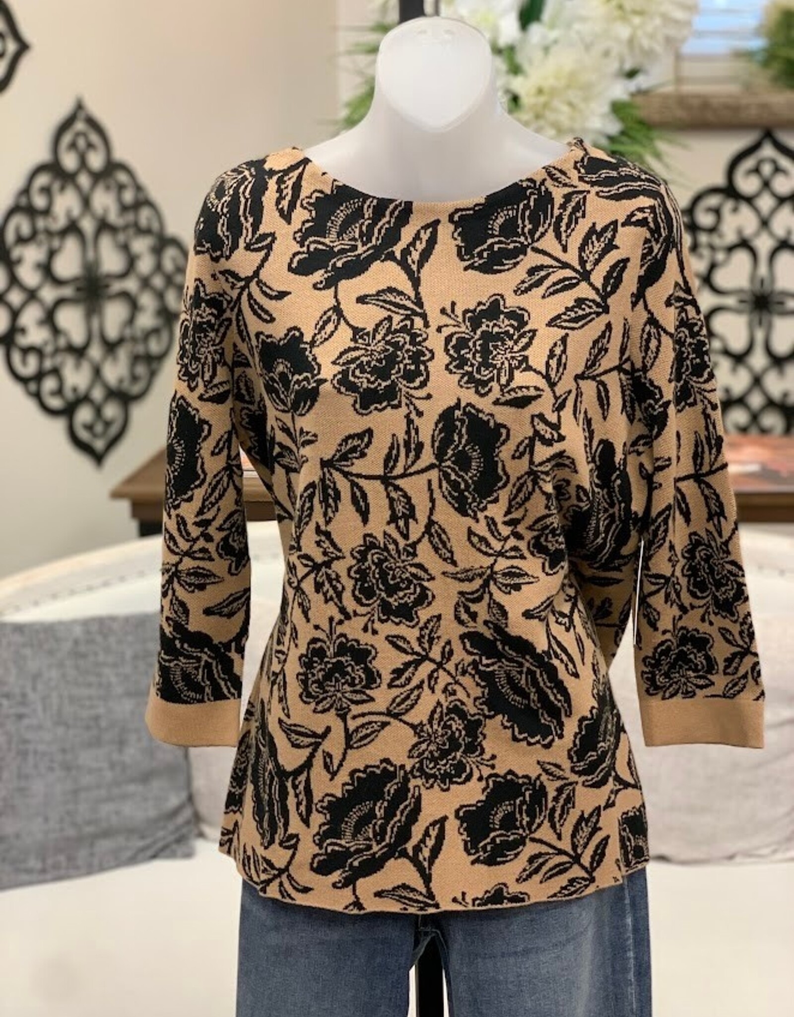 A la Carte A la Carte Multi Boatneck Jacquard Sweater AS