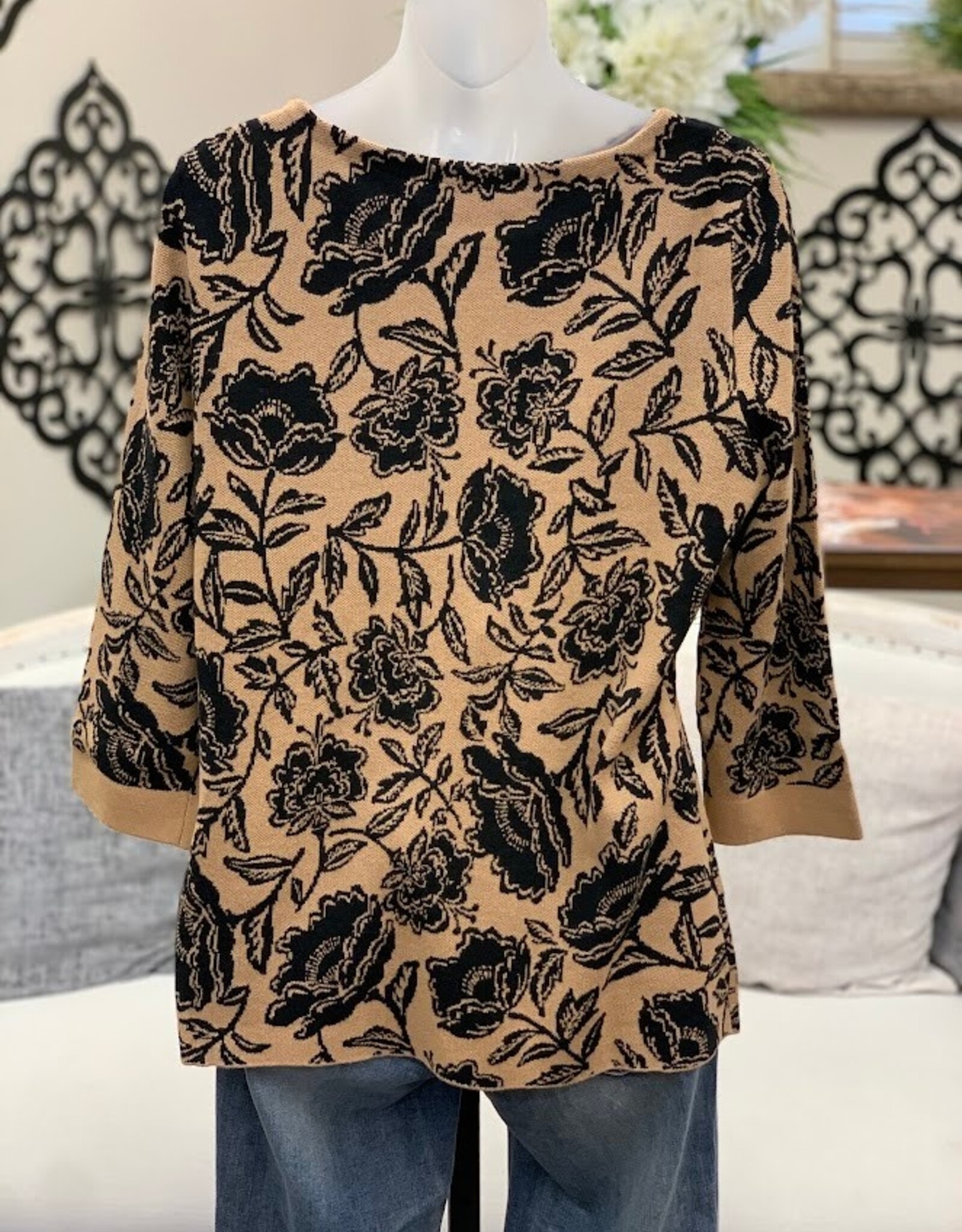 A la Carte A la Carte Multi Boatneck Jacquard Sweater AS
