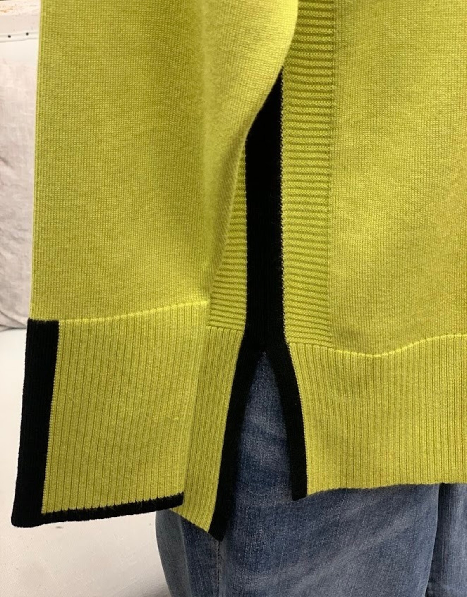 Metric Knits Metric Olive Green/Black Crewneck L/S High-low PO W/Contrast Color Sides AS