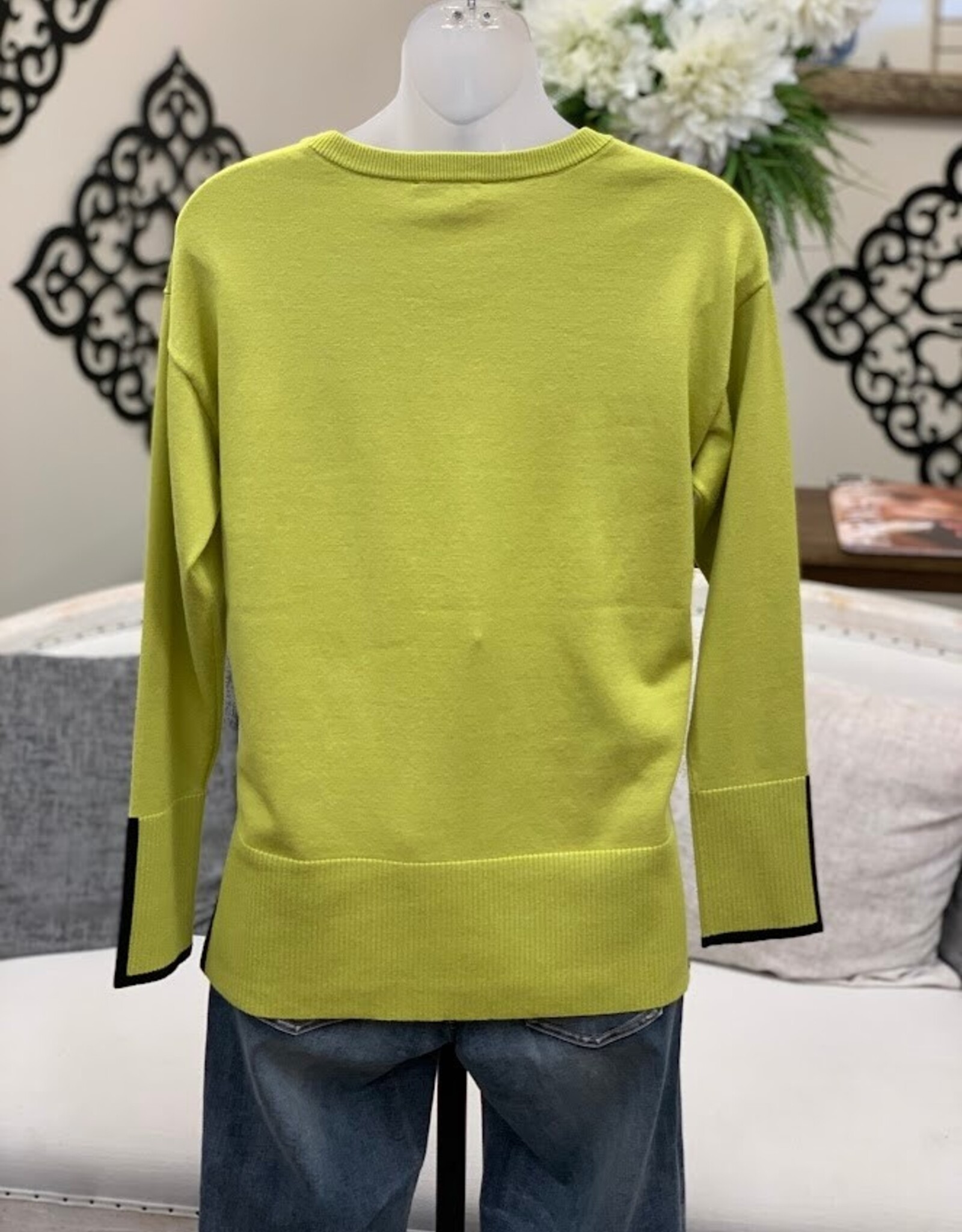 Metric Knits Metric Olive Green/Black Crewneck L/S High-low PO W/Contrast Color Sides AS