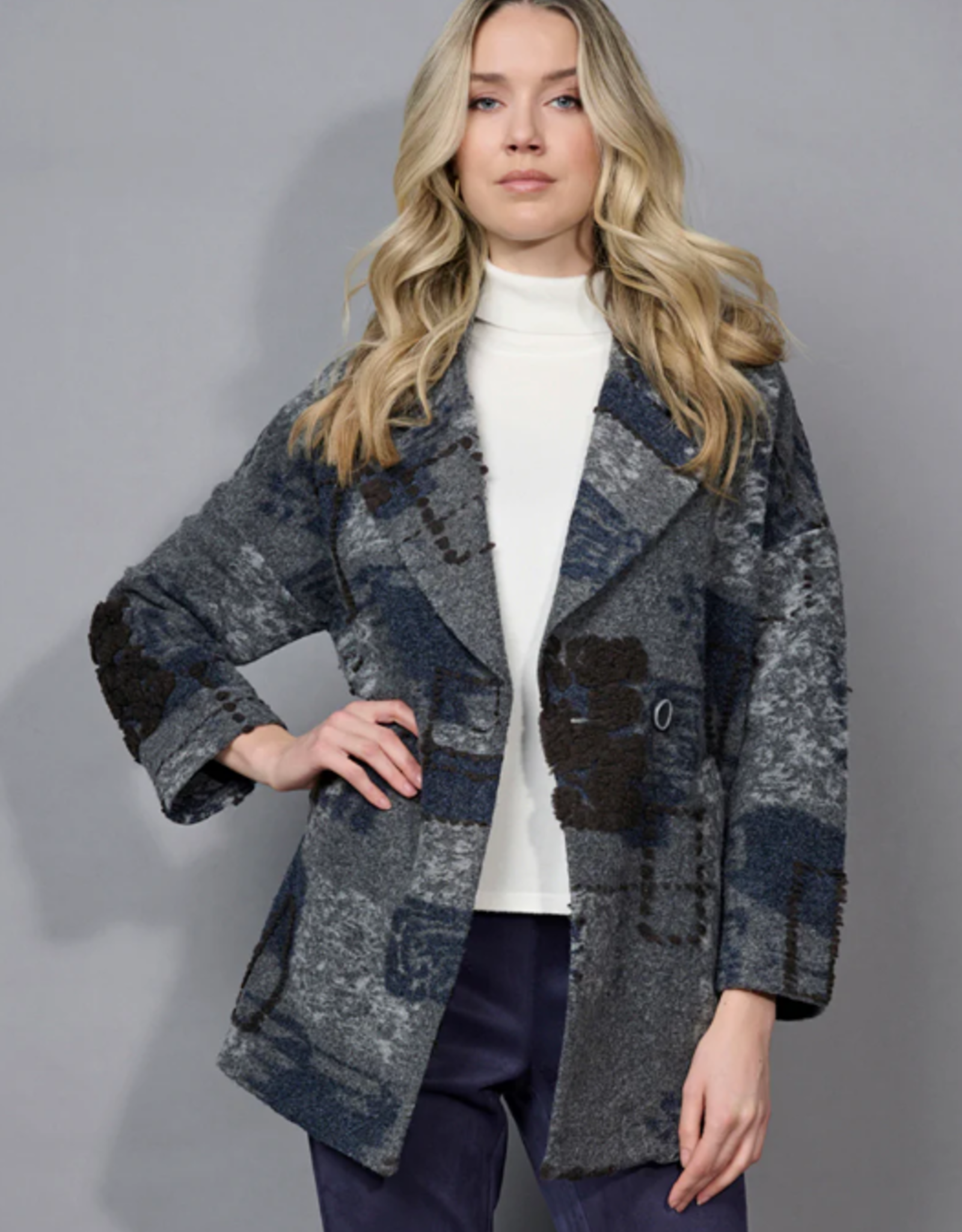 Picadilly Picadilly Blue/Grey Textured Jacket