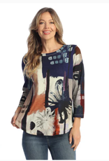 Jess & Jane Jess & Jane Multi Provence Round Neck Top LS