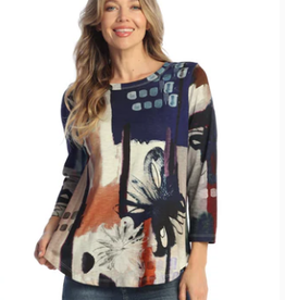 Jess & Jane Jess & Jane  Multi Provence Round Neck Top LS