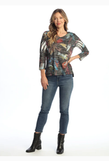 Jess & Jane Jess & Jane Multi Bonita Burnout Hi-Low Tunic Top W/Side Slit