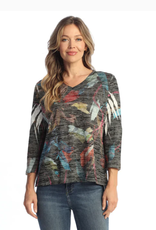 Jess & Jane Jess & Jane Multi Bonita Burnout Hi-Low Tunic Top W/Side Slit