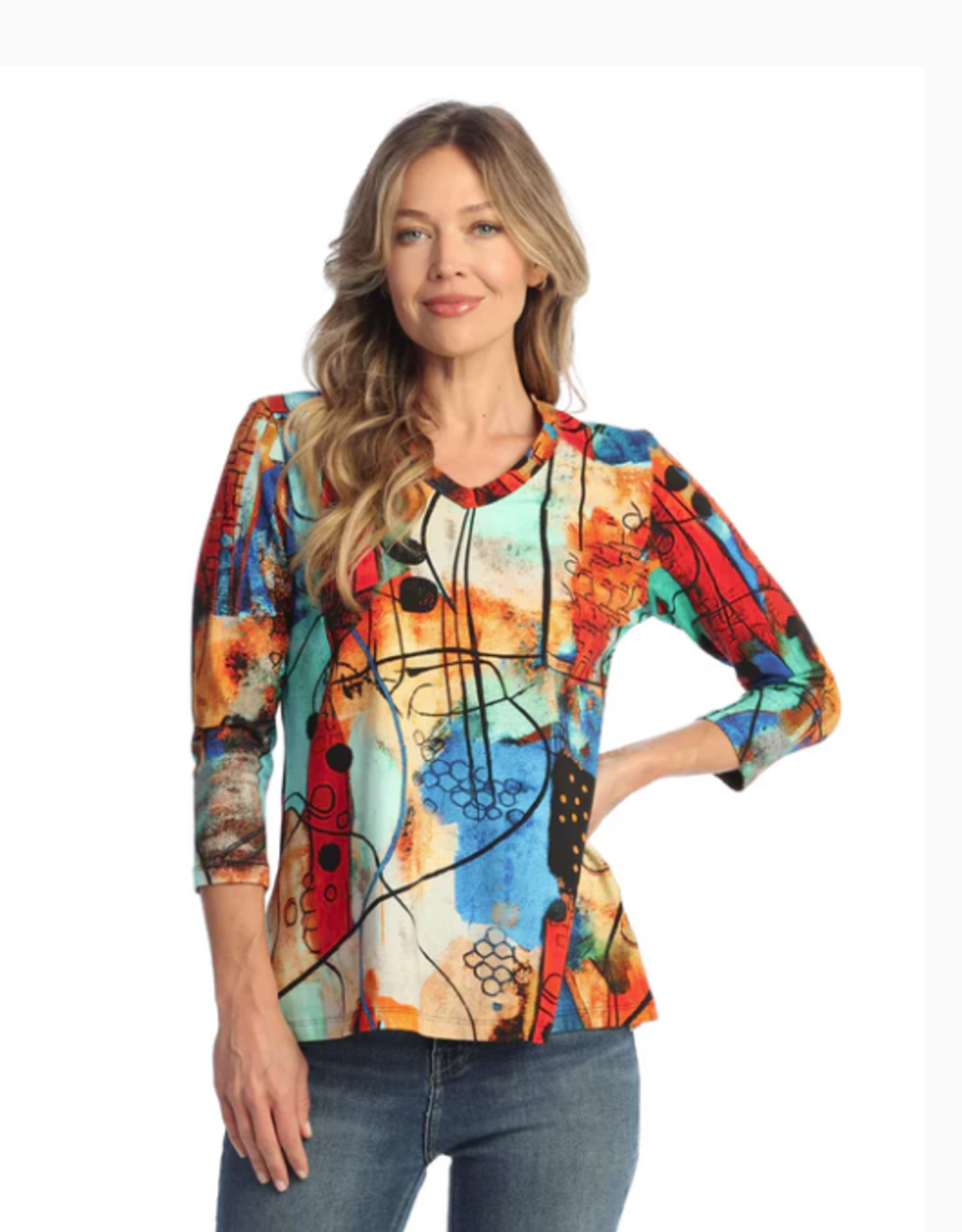 Jess & Jane Jess & Jane Vogue Multi V-Neck Top