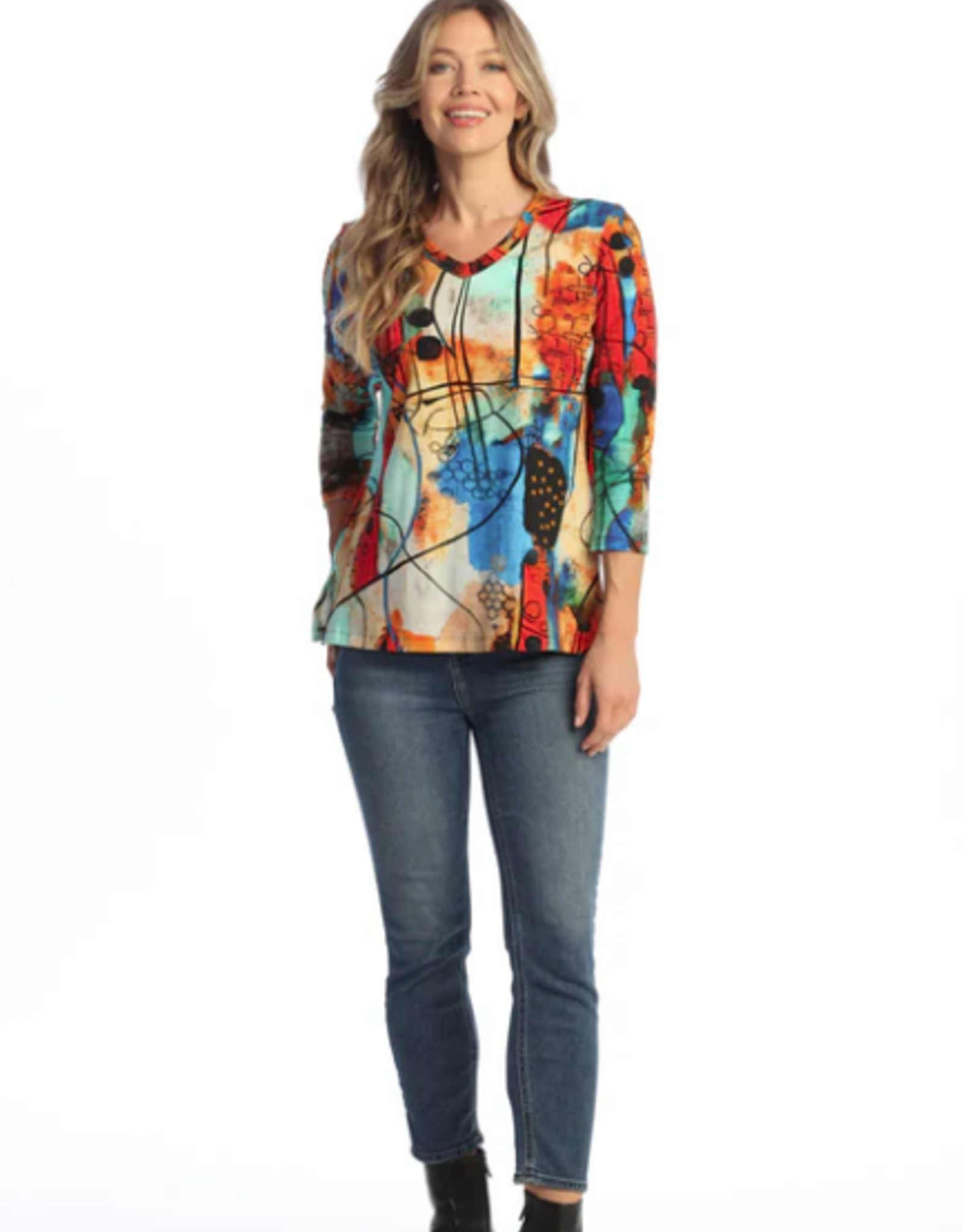 Jess & Jane Jess & Jane Vogue Multi V-Neck Top