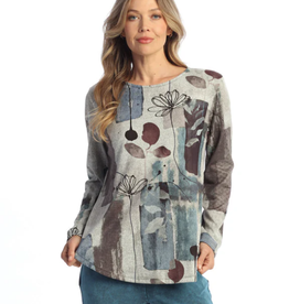 Jess & Jane Jess & Jane Multi Aurelia Side-Slit Tunic Top W/Front Seam